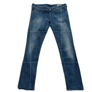 Diesel Lowky Italian Denim Jeans Straight Leg Metallic Embroidered Size W28 L32